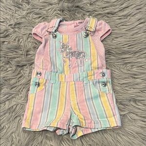 Little Lass Pink and Yellow Vintage Overalls